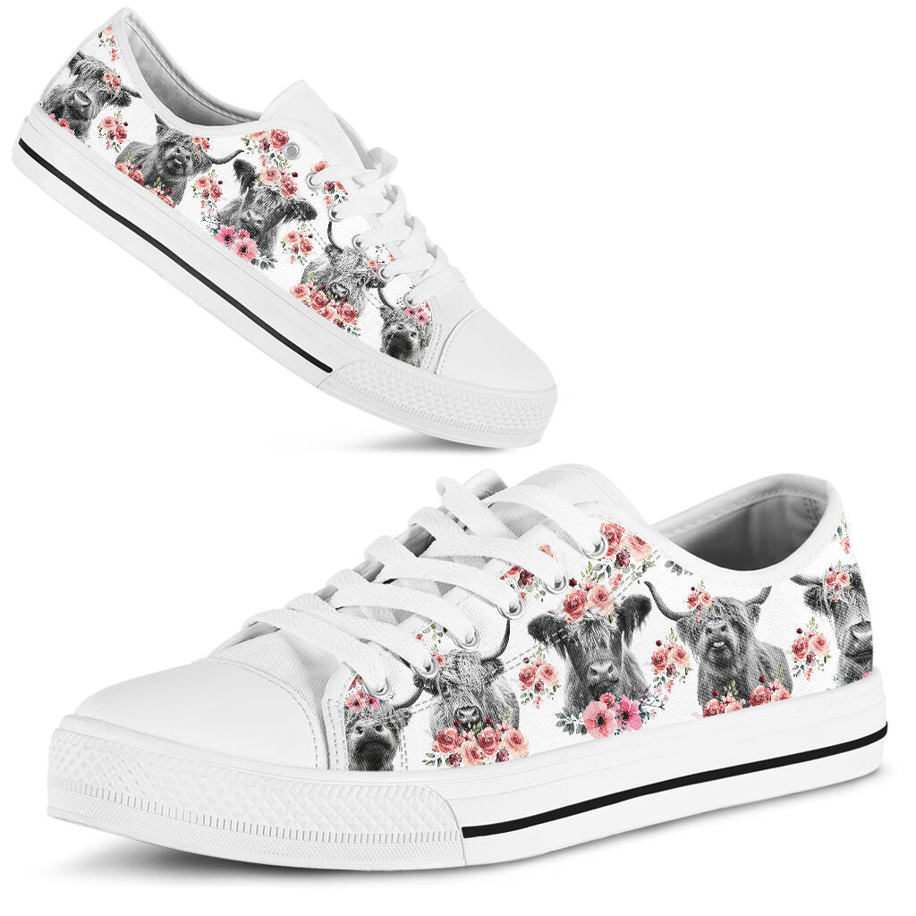 Cute Cow Flower Low Top Shoes GINCOW65