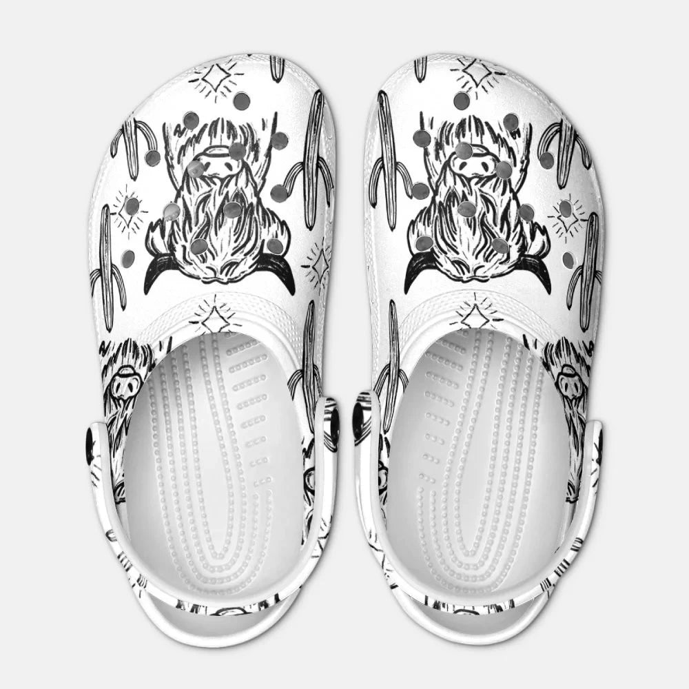 Highland Cow & Cactus - Adult/Kid Casual Clogs GINCOW66