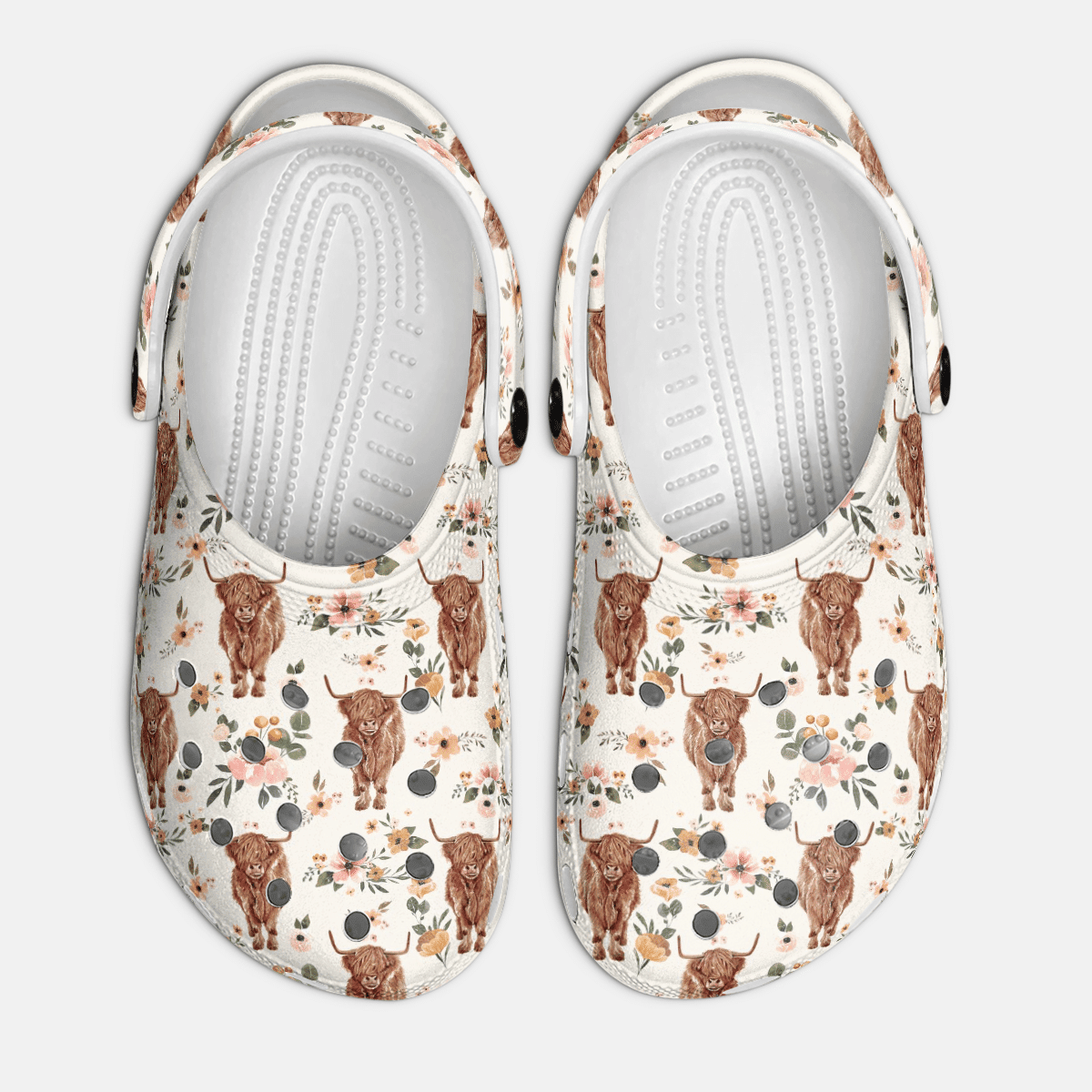 Floral Cute Highland Cow - Adult/Kid Casual Clogs GINCOW55