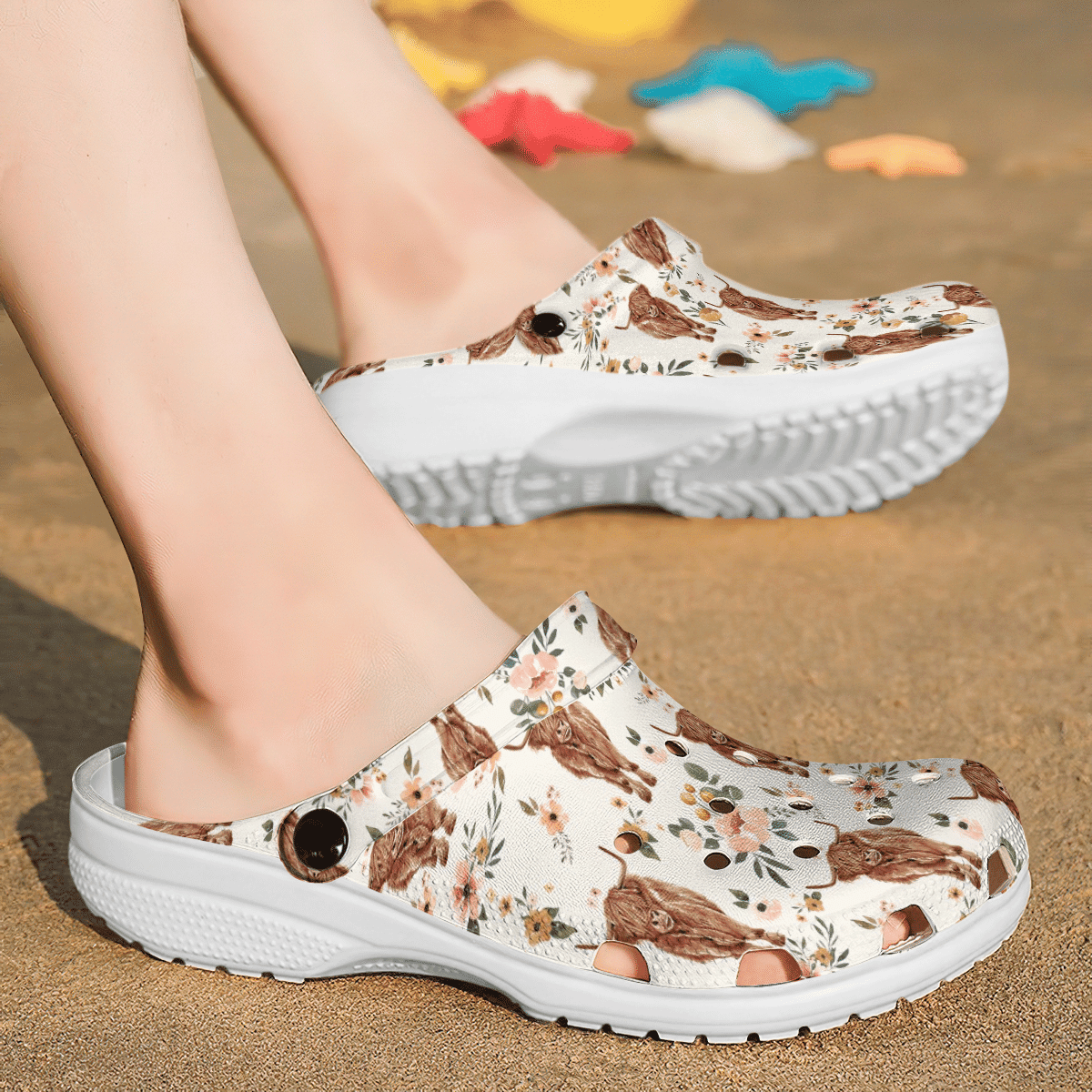 Floral Cute Highland Cow - Adult/Kid Casual Clogs GINCOW55