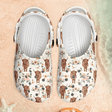 Floral Cute Highland Cow - Adult/Kid Casual Clogs GINCOW55