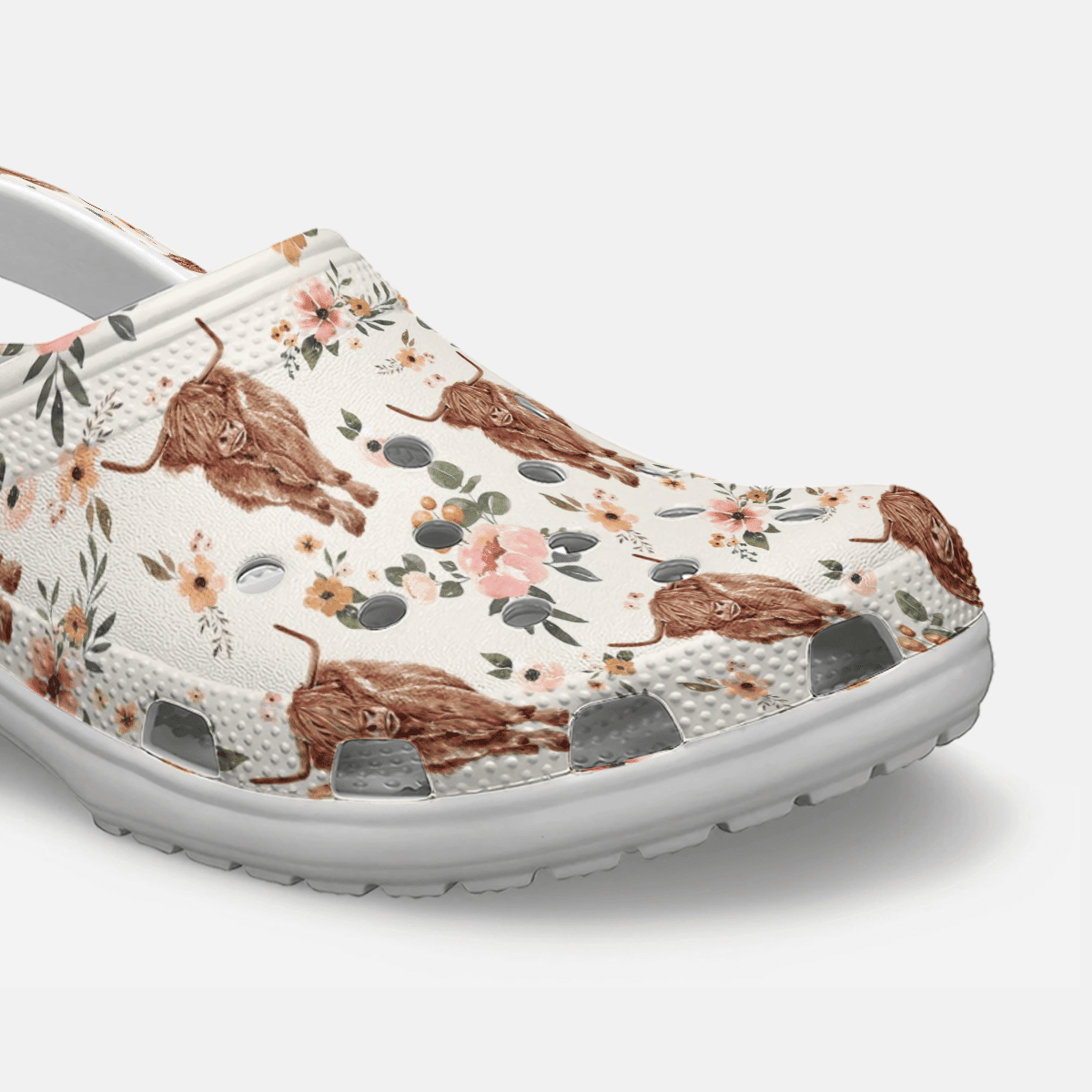 Floral Cute Highland Cow - Adult/Kid Casual Clogs GINCOW55