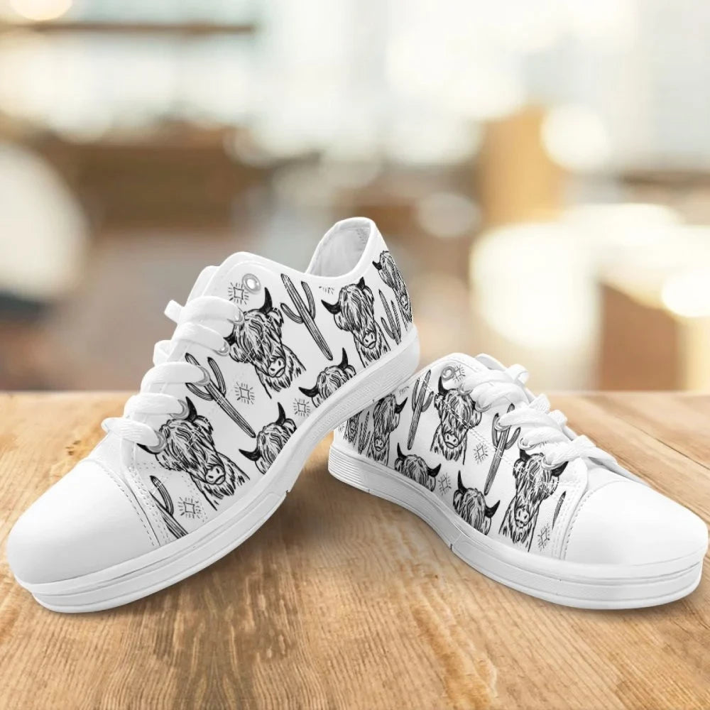 Cute Cow & Cactus Low Top Shoes GINCOW66