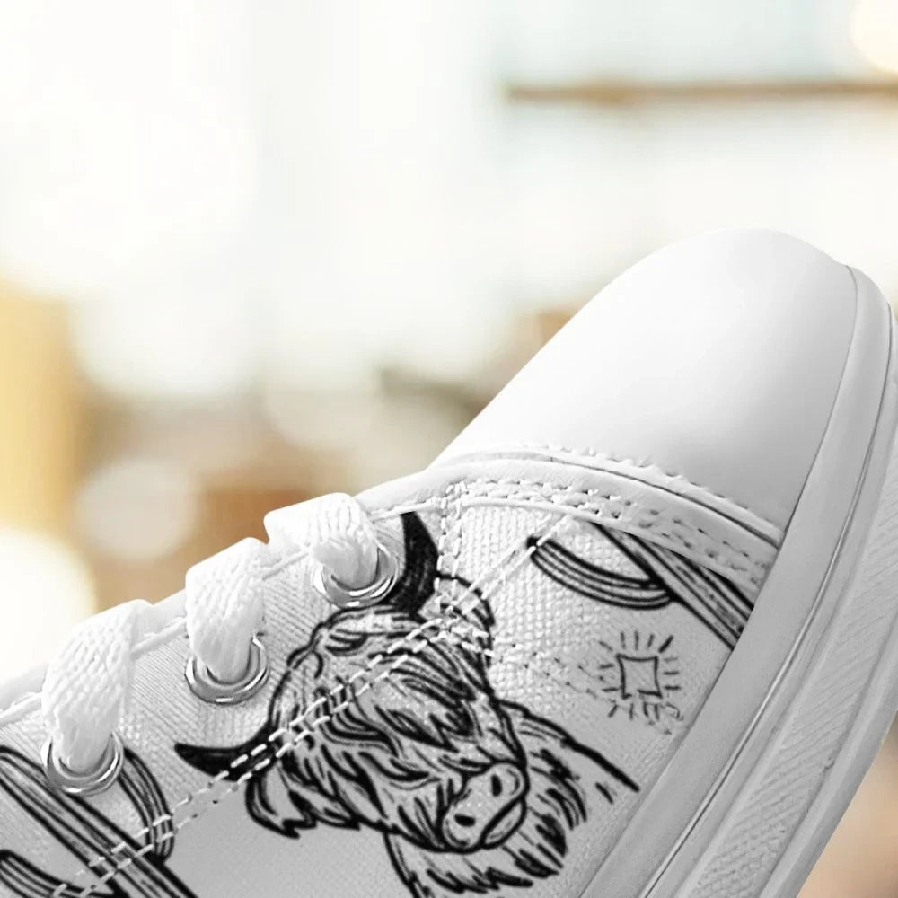 Cute Cow & Cactus Low Top Shoes GINCOW66