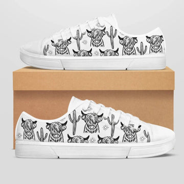 Cute Cow & Cactus Low Top Shoes GINCOW66