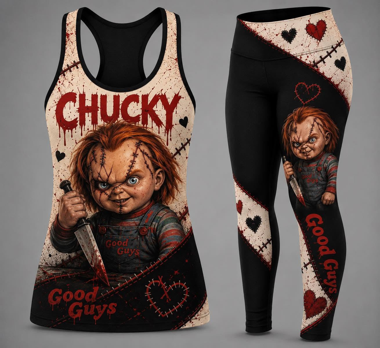 Halloween C.H.U.C.K.Y - Combo Hollow Tank Top and Leggings GINHR430