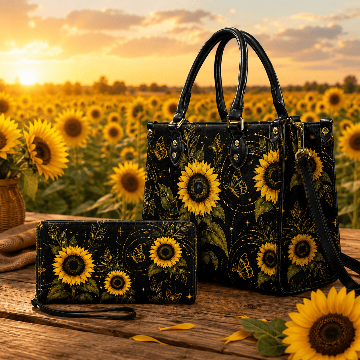 Sunflower - Premium PU Leather Bag & Wallet GINSUN60