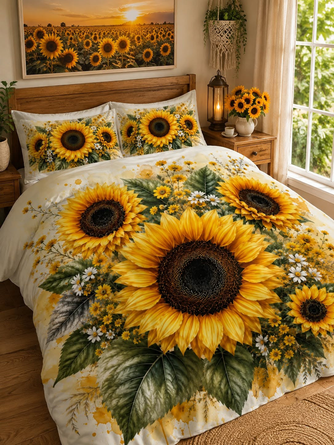 Sunflower Bedding Set – Elegant Floral Comforter Set GINSUN85