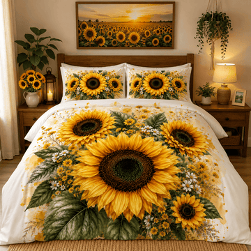 Sunflower Bedding Set – Elegant Floral Comforter Set GINSUN85