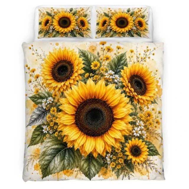 Sunflower Bedding Set – Elegant Floral Comforter Set GINSUN85