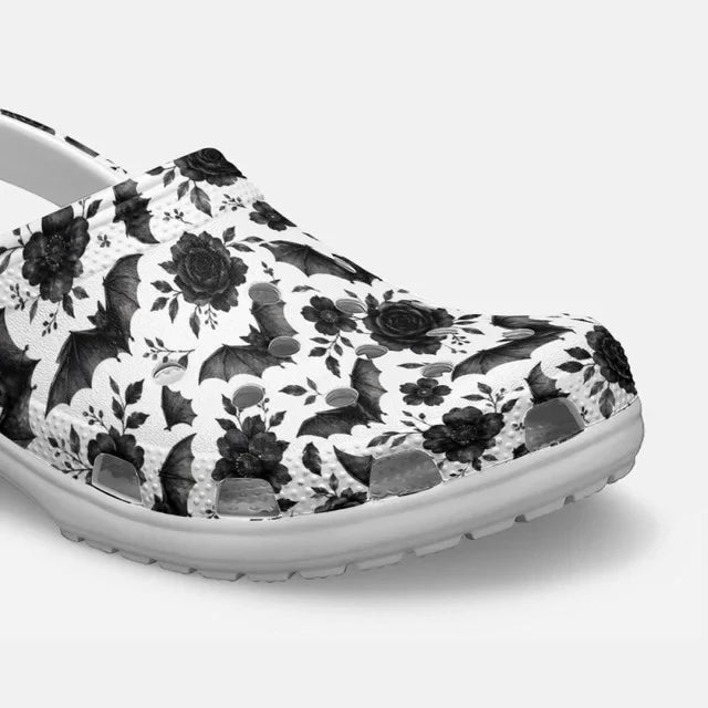 Gothic Bat With Black Roses - Adult/Kid Casual Clogs GINBAT01