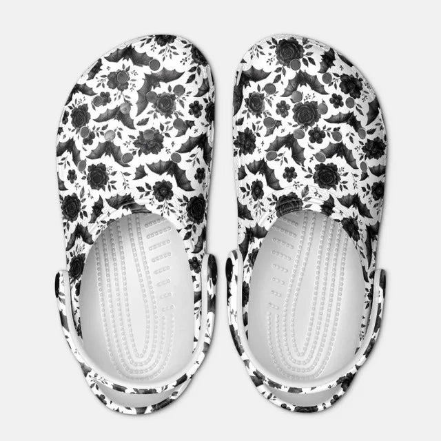 Gothic Bat With Black Roses - Adult/Kid Casual Clogs GINBAT01