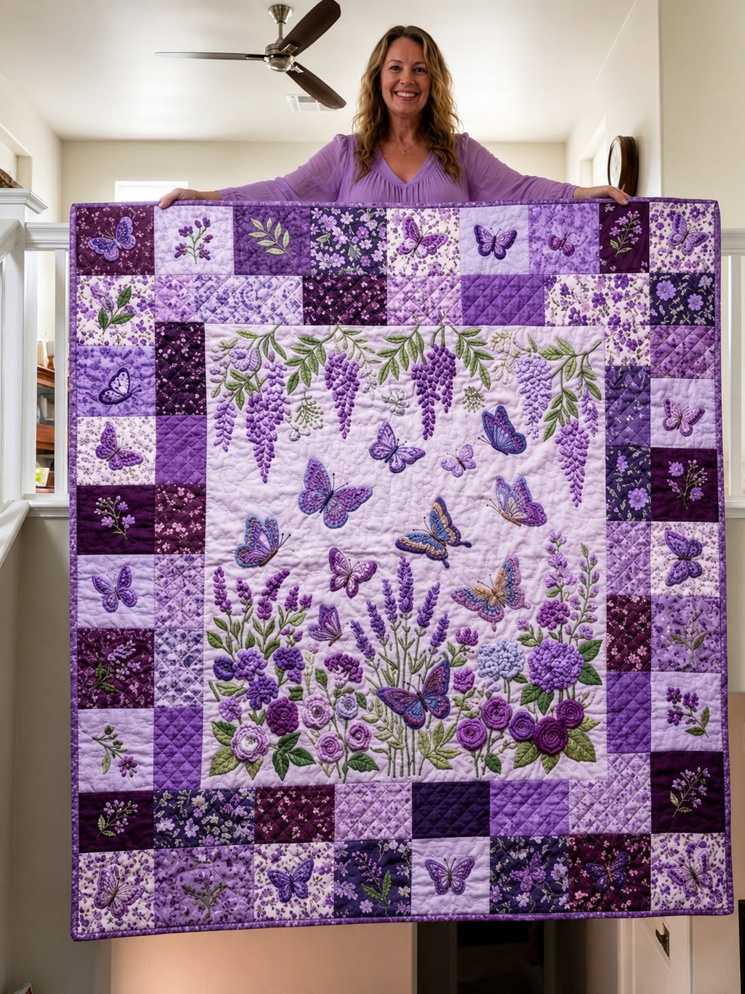 Purple Butterfly Quilt Blanket QLT012
