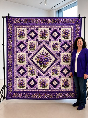 Purple Floral Pattern Quilt Blanket QLT009