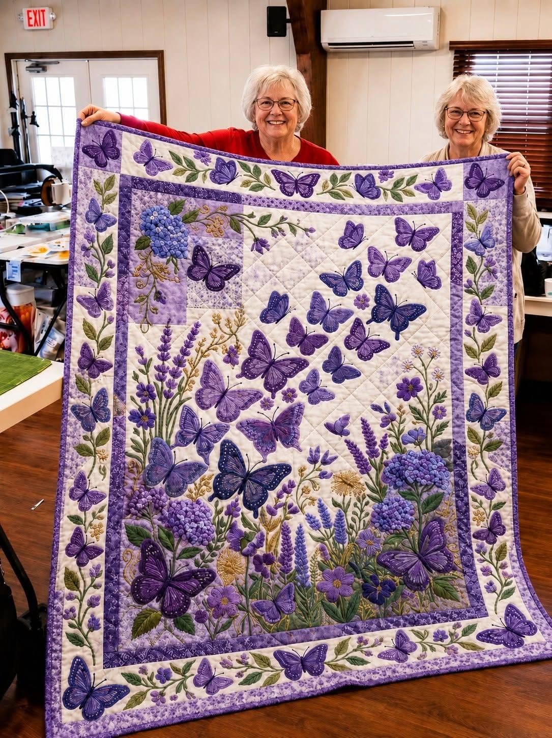 Purple Butterfly Quilt Blanket QLT004