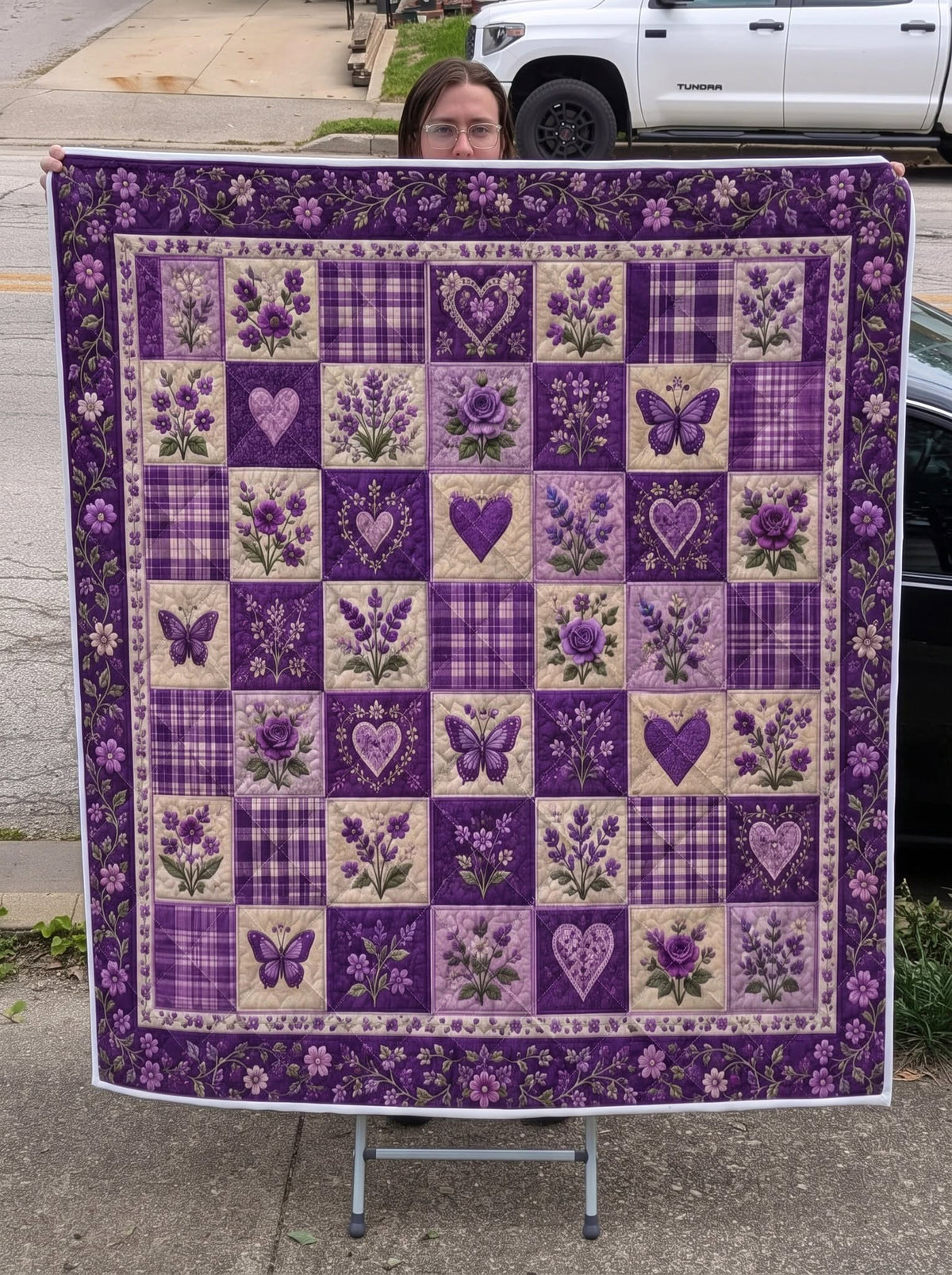 Purple Floral Pattern Quilt Blanket QLT003