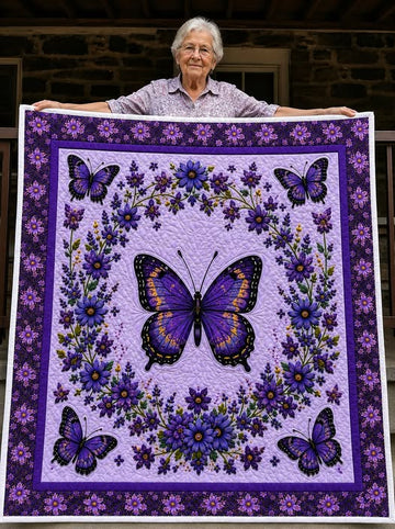 Purple Butterfly Quilt Blanket QLT001