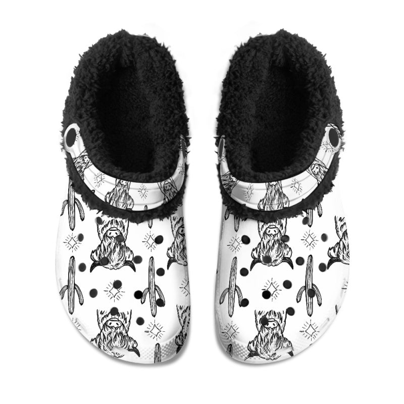 Highland Cow & Cactus Fuzzy Slipper Clog