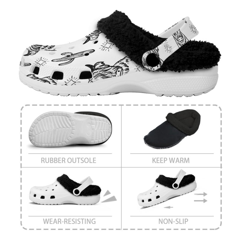 Highland Cow & Cactus Fuzzy Slipper Clog
